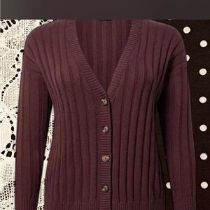 torrid brown Ribbed V-Neck Button Cardigan
